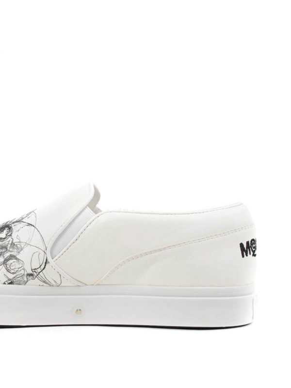 Skull print slip-ons shop online: ALEXANDER MCQUEEN
