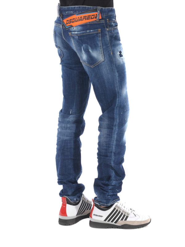 Slim jeans with rear logo patch shop online: DSQUARED2