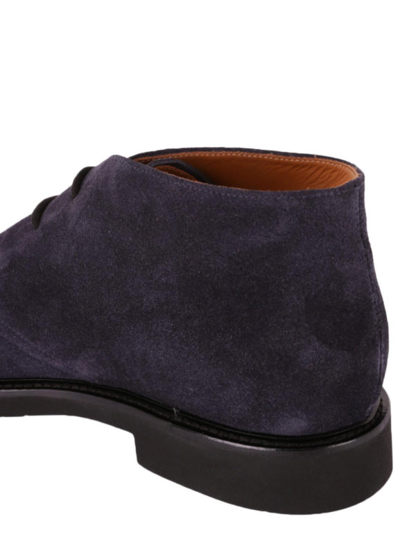 Smooth blue suede laced-up desert boots shop online: Doucal