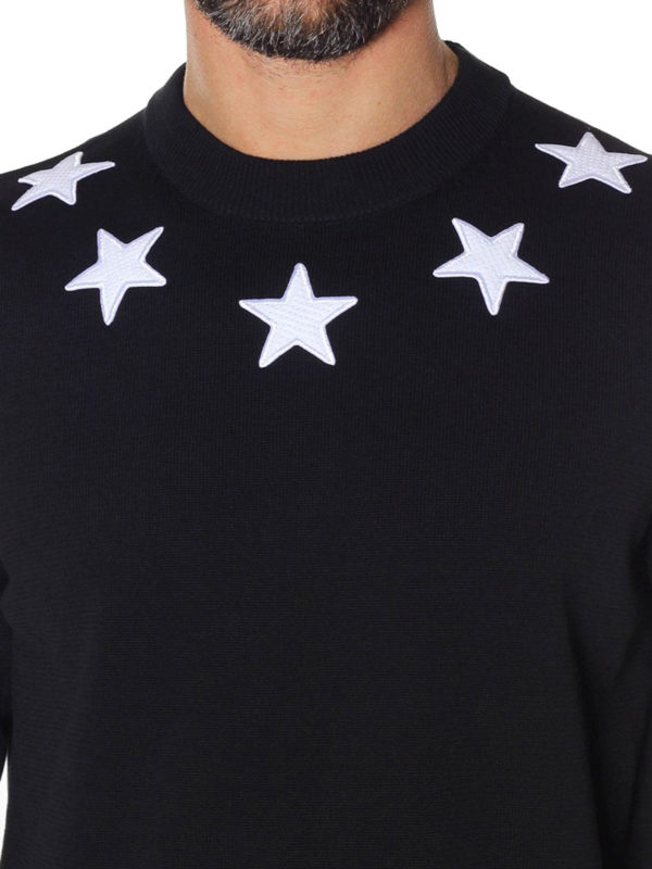 Star patch black cotton sweater shop online: GIVENCHY
