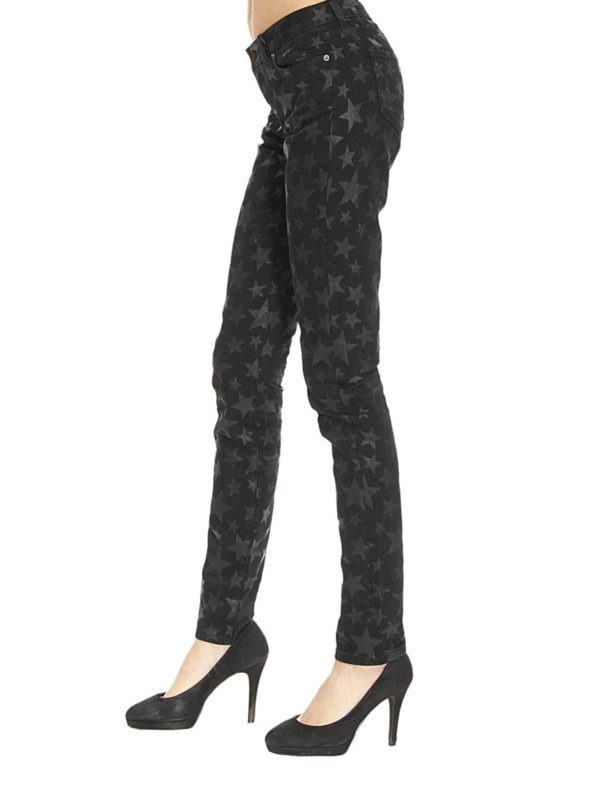Star print denim jeans shop online: SAINT LAURENT