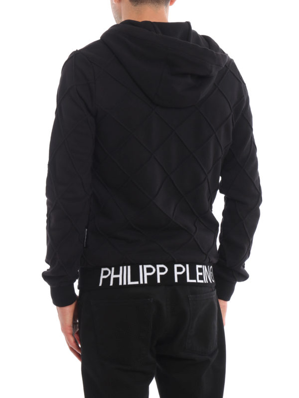 Statement diamond patterned zip up hoodie shop online: PHILIPP PLEIN