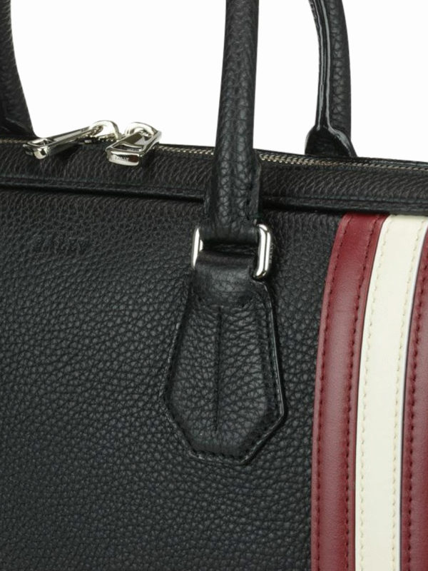 Staz black grained leather briefcase shop online: BALLY