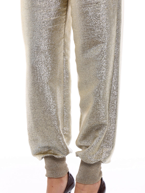 STELLA McCARTNEY buy online Gold-tone georgette lurex trousers