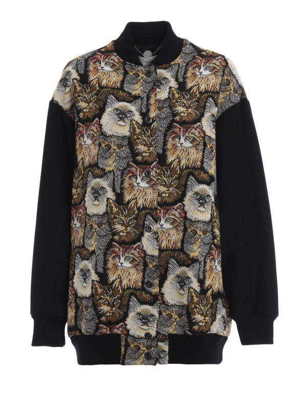STELLA McCARTNEY: casual jackets - Cat Jacquard long jacket