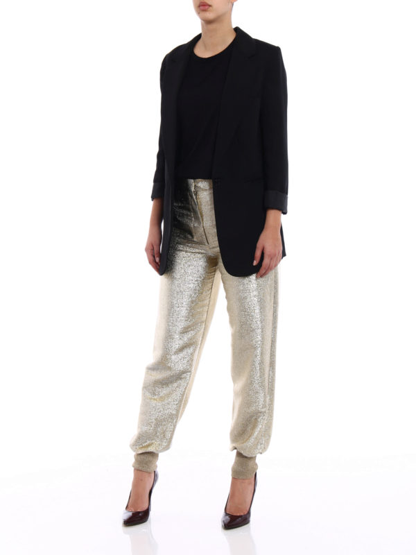 STELLA McCARTNEY: casual trousers online - Gold-tone georgette lurex trousers