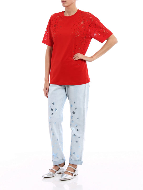 STELLA McCARTNEY: t-shirts online - Devoré star patterned jersey Tee