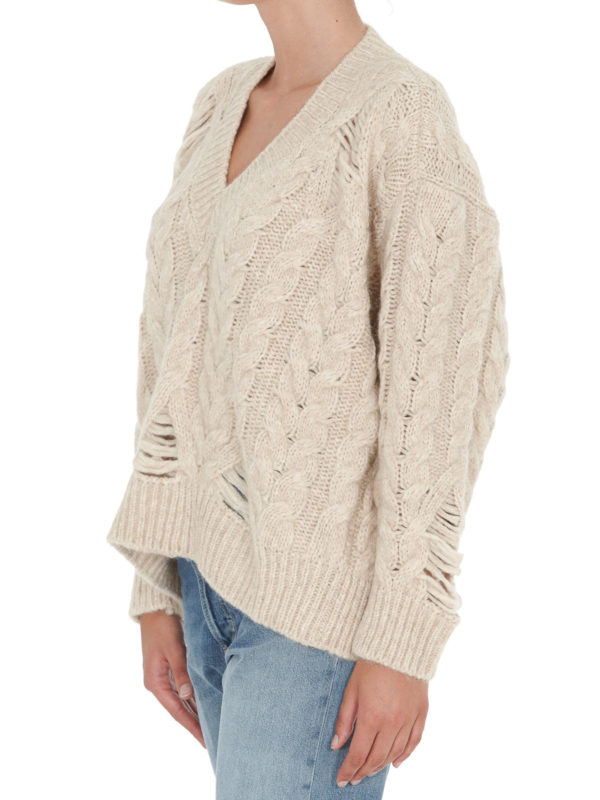 STELLA McCARTNEY: v necks online - Cable knit distressed sweater