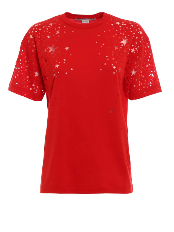 STELLA McCARTNEY: t-shirts - Devoré star patterned jersey Tee