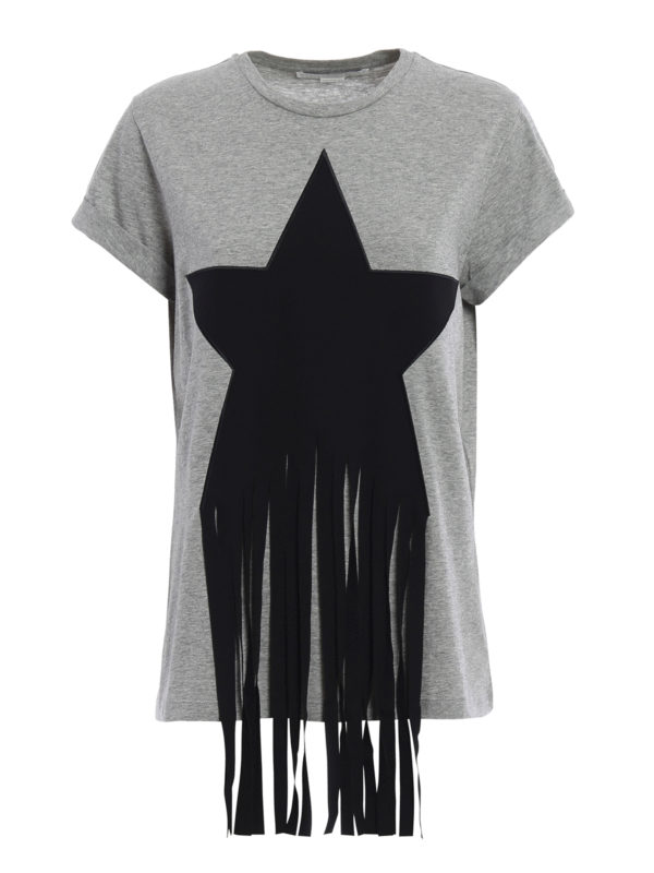 STELLA McCARTNEY: t-shirts - Fringed star patch T-shirt