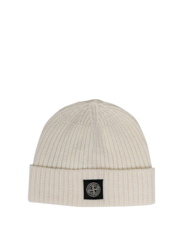 STONE ISLAND: ニットキャップ - ビーニー帽 - 白