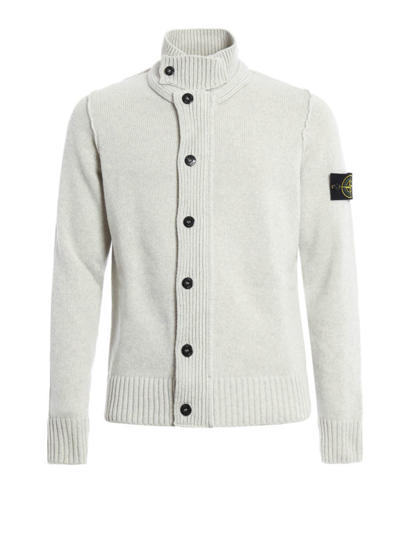 STONE ISLAND: cardigans - Wool blend knitted jacket