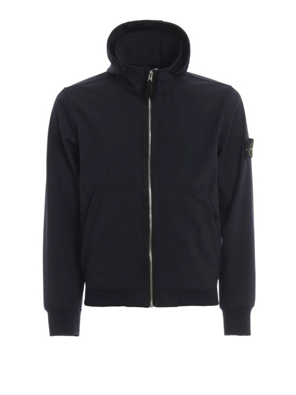 STONE ISLAND: Chaquetas casual - Light Soft Shell-R - Azul Oscuro
