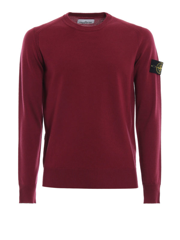 Stone Island Burgundy knitted wool sweater - Men|6915524C4V0014