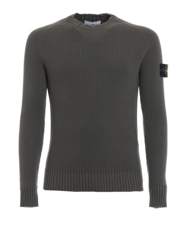 Stone Island Olive green ribbed wool sweater Men 6915506C2V0058