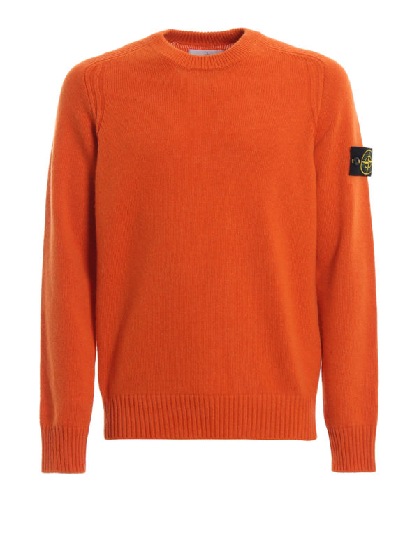 STONE ISLAND: Strickpullover mit Rundhalsausschnitt - Rundhalspullover - Orange