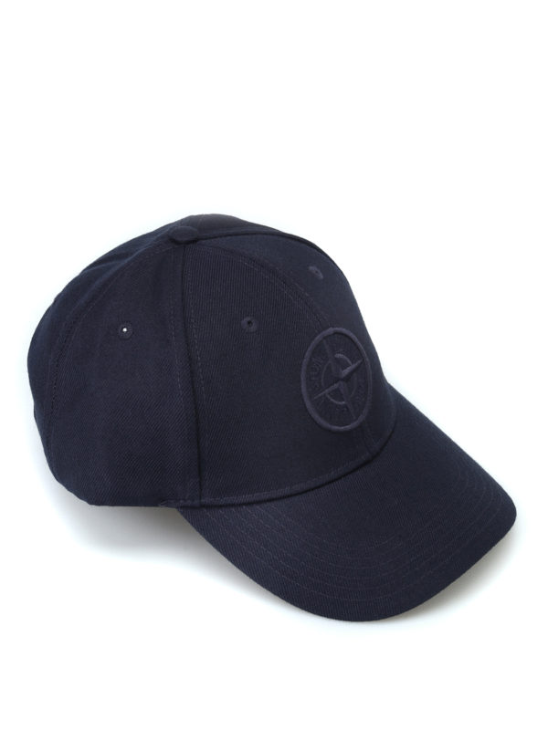 STONE ISLAND: hats & caps - Blue wool blend baseball cap