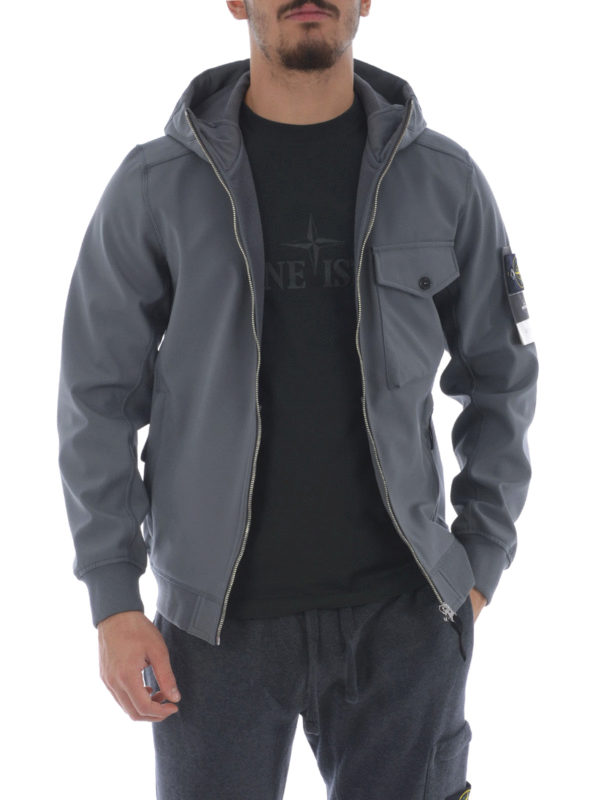 STONE ISLAND: casual jackets online - Grey Soft Shell hooded jacket