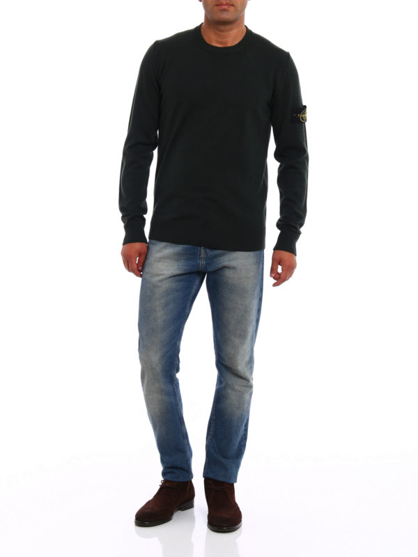 STONE ISLAND: maglia collo rotondo online - Girocollo in lana stile marinaro