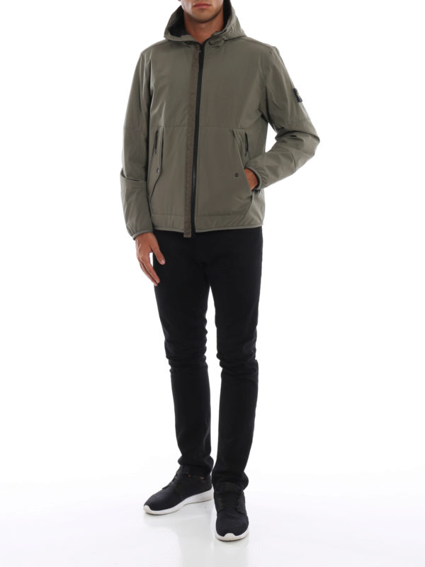 Stone Island Olive green Soft Shell-R hooded padded jacket