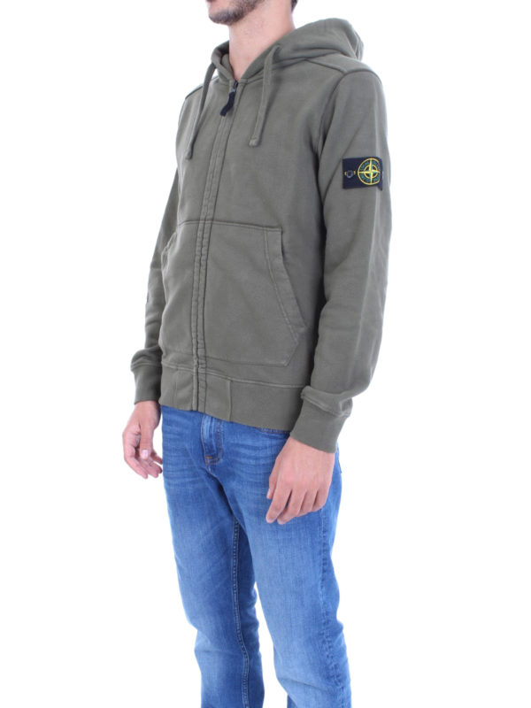 STONE ISLAND: Sweatshirts & Sweaters online - Olive green cotton hoodie