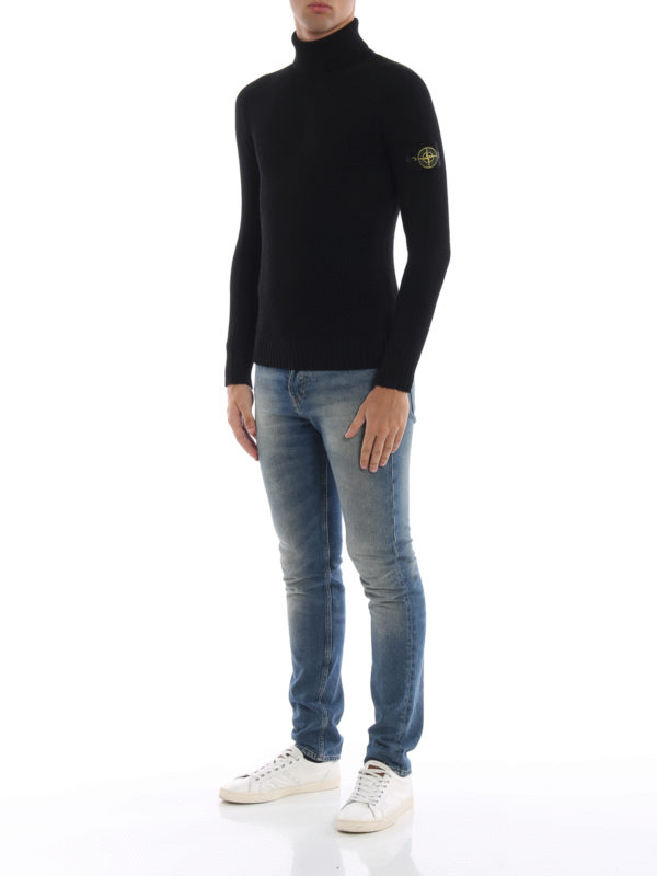STONE ISLAND: Turtlenecks & Polo necks online - Black fisherman