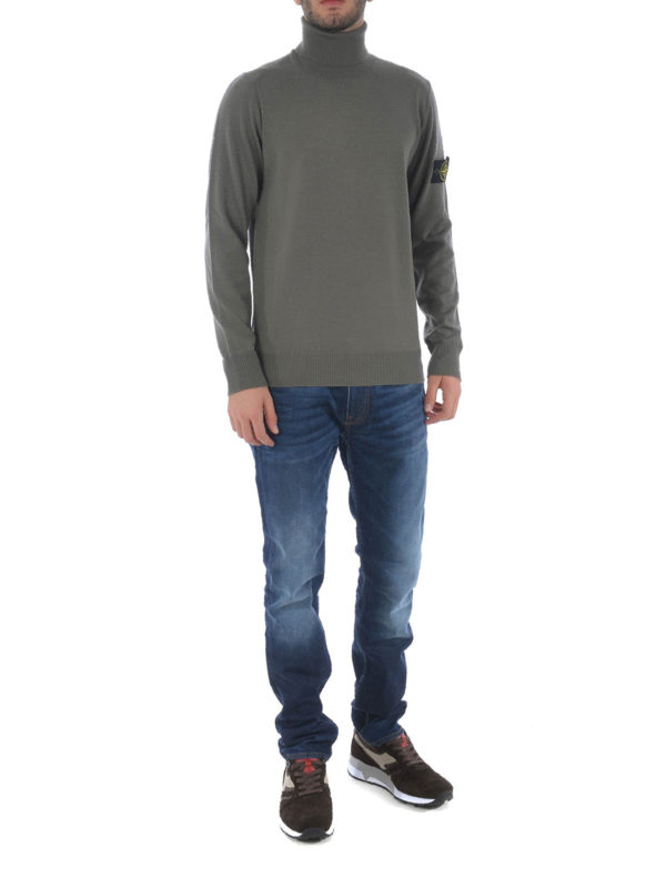 STONE ISLAND: Col roulé & Col polo online - Pull Col Roulé - Vert Foncé