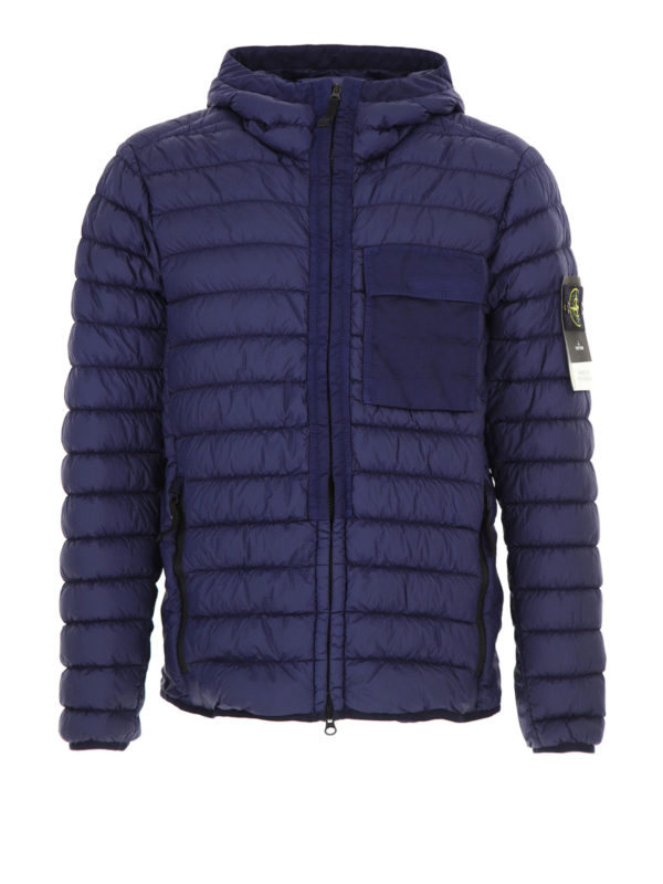 Padded jackets Stone Island - Lightweight blue hooded puffer 