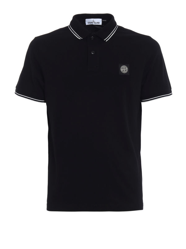 STONE ISLAND: polo shirts - Black slim fit polo shirt