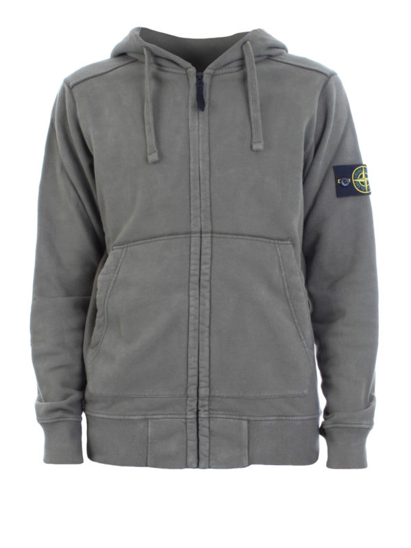 STONE ISLAND: Sweatshirts & Sweaters - Olive green cotton hoodie