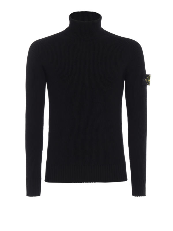 STONE ISLAND: Turtlenecks & Polo necks - Black fisherman