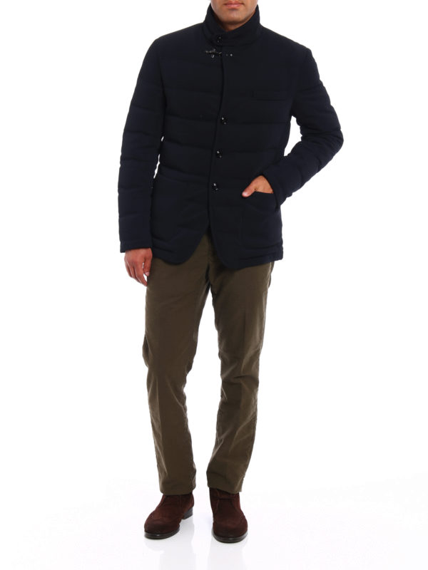 Fay Stretch quilted long jacket - Dark Blue | NAM4535054JOOUU809