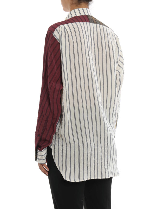 Striped and checked patchwork shirt shop online: LOEWE