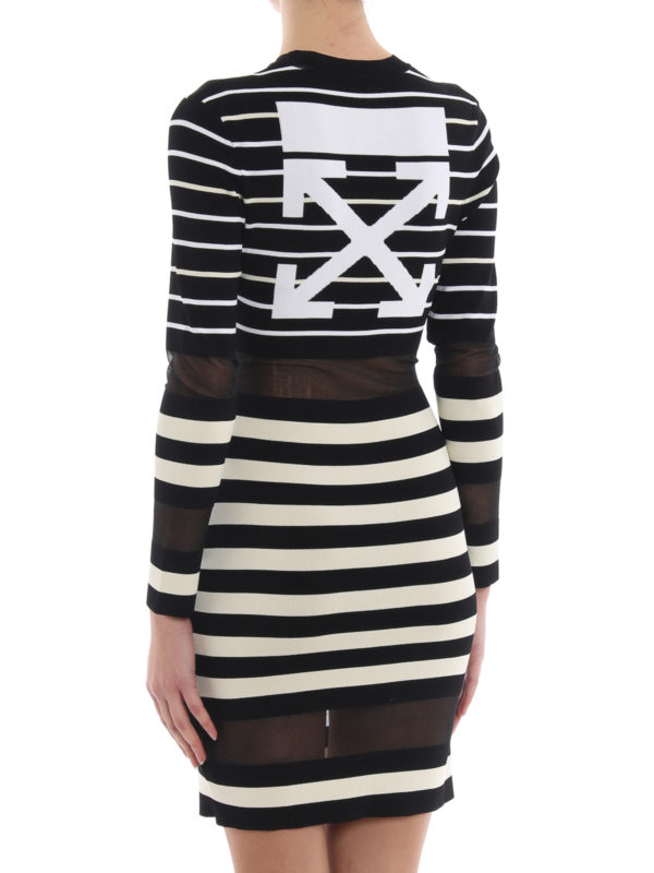 Striped knit viscose tight dress