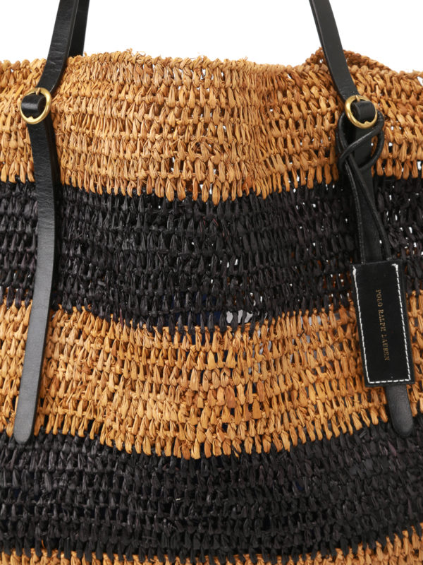Striped raffia large tote shop online: POLO RALPH LAUREN