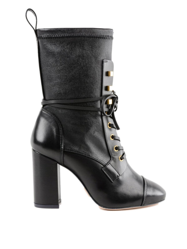 Stuart Weitzman: ankle boots - Veruka black leather lace-up booties