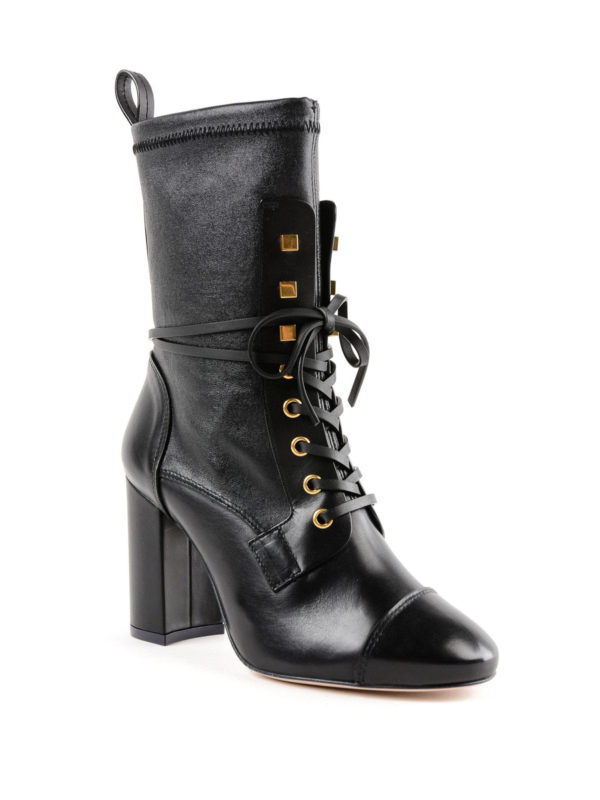 Stuart Weitzman: ankle boots online - Veruka black leather lace-up booties