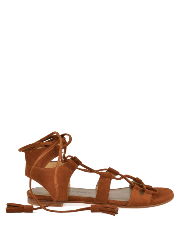 Stuart Weitzman: sandals - Romanflat suede flat sandals
