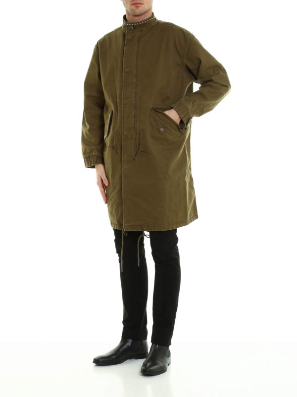 Studded parka with patch shop online: SAINT LAURENT