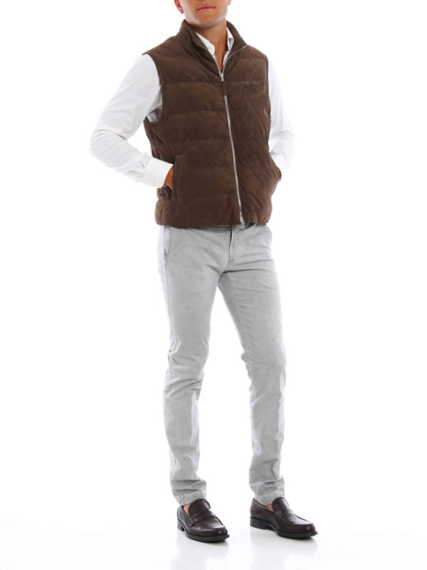 Suede sleeveless jacket shop online: ELEVENTY