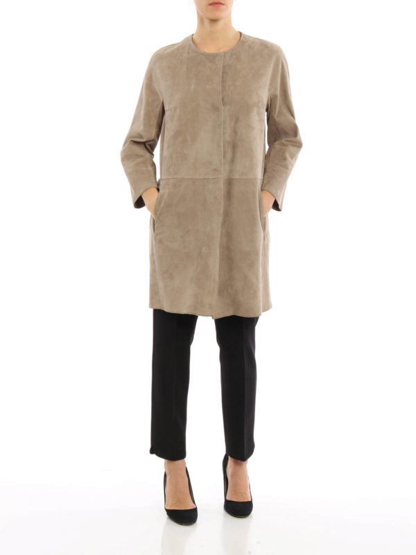 Suedeg suede duster coat shop online: Max Mara