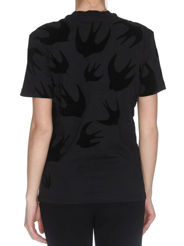 Swallow flock print black T-shirt shop online: MCQ