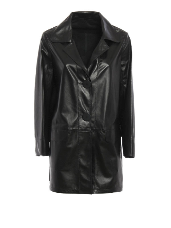 SYLVIE SCHIMMEL: leather coats - Leather single-breasted coat