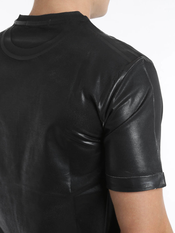 t-shirts shop online Leather effect t-shirt