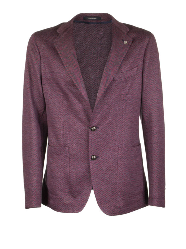 TAGLIATORE: blazers - Linen herringbone blazer