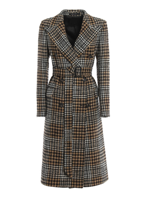 TAGLIATORE: knee length coats - Maxi Prince of Wales wool blend coat