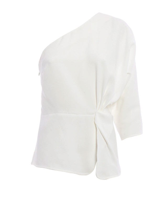 TARA JARMON: Blouses - One-shoulder crepe blouse