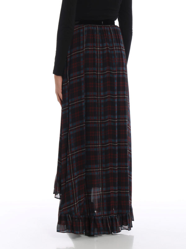Tartan flounced asymmetric skirt shop online: Philosophy di Lorenzo Serafini