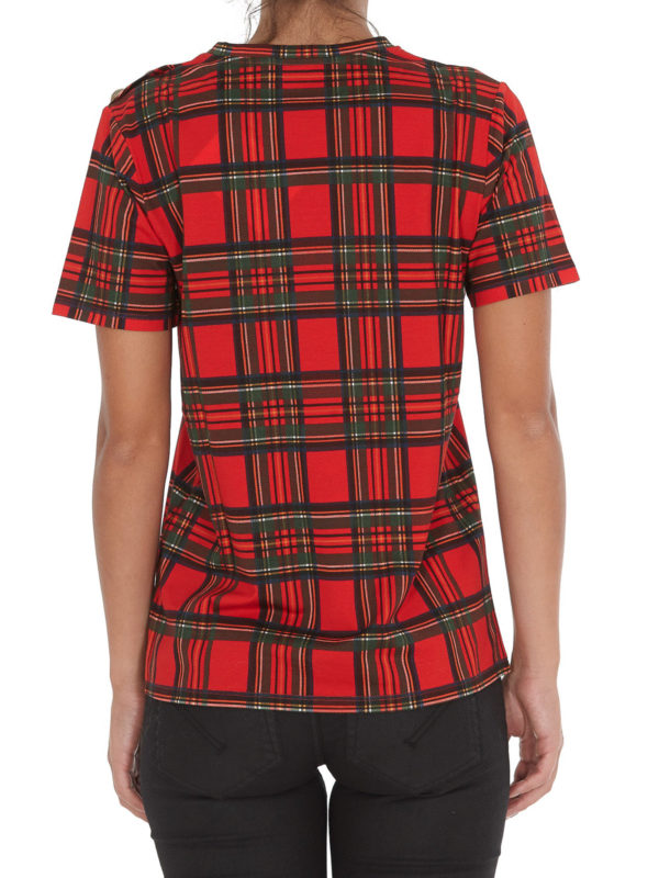 Tartan patterned T-shirt shop online: Balmain