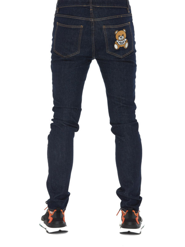 Teddy Bear patch denim jeans shop online: MOSCHINO